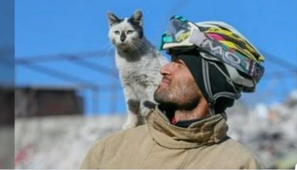 Türkischer Feuerwehrmann rettet Katze aus Erdbebentrümmern & dankbares Kätzchen adoptiert ihn